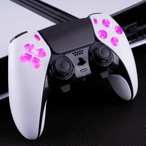 eXtremeRate Multi-Colors Luminated D-pad Action Create Option Face Buttons for PS5 Edge Controller, 7 Colors 9 Effects D&F LED Kit for PS5 Edge Controller - Black Classical Symbols Buttons in Saudi Arabia