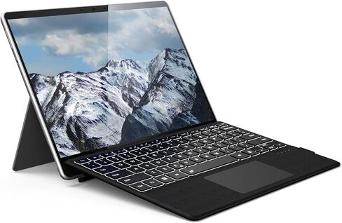 لوحة مفاتيح Surface Pro، لوحة مفاتيح لاسلكية من نوع غطاء لوحة التتبع لجهاز Microsoft Surface Pro 7 Pro 6 Pro 5 Pro 4 Pro 3 12.3 بوصة بلوتوث 7 ألوان بإضاءة خلفية LED بطارية نحيفة قابلة لإعادة الشحن متعددة اللمس in Kuwait