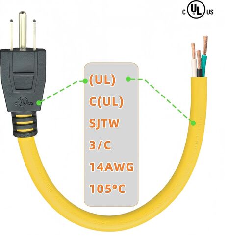 1-Foot 15 Amp Household AC Plug to 20 Amp T Blade Adapter Cable，14AWG 1-Foot 15 Amp to 20 Amp Plug Adapter Cord Nema 5-15P to 5-15R/5-20R 20Amp Comb AC Power Cord, Yellow in Saudi Arabia