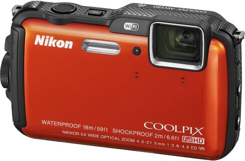 كاميرا Nikon COOLPIX AW120 بدقة 16.1 ميجابكسل واي فاي وكاميرا رقمية مقاومة للماء مع نظام تحديد المواقع العالمي (GPS) وفيديو عالي الدقة 1080 بكسل (برتقالي) (متجدد) in Saudi Arabia