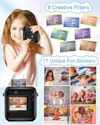 طباعة فورية لكاميرا الأطفال للفتيات والأولاد مع ورق طباعة وبطاقة 32 جيجابايت، ألعاب أطفال من سن 3 إلى 12 عامًا هدايا عيد الميلاد (أرجواني) in Kuwait