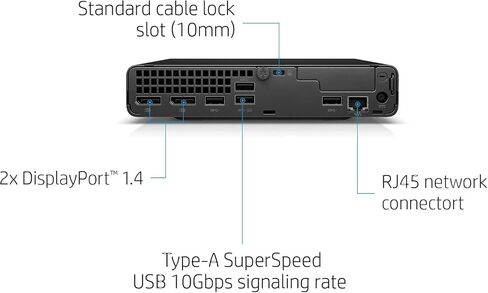 كمبيوتر مكتبي صغير HP EliteDesk 800 G6، Intel Gen 10th Core i5-10500T، ذاكرة الوصول العشوائي 16 جيجابايت، 512 جيجابايت SSD، دعم 4K، Displayport، RJ-45، Wi-Fi، BT، Windows 11 Pro (متجدد) in Saudi Arabia