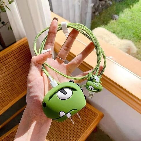 1 Set Lightning Dragon Big Head+1.4-Meter Winding Rope+Silicone Zip Tie New Charger Suitable for Apple 12 Fast Charging Protective Cover Charging Head Protective Cover in Saudi Arabia