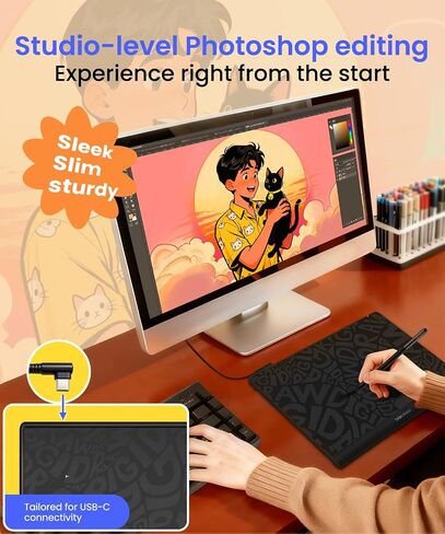 DIGIDRAW T610 Drawing Tablet Paper Like Graphics Drawing Tablet with 16384 Stylus Battery Free Pen,Tablet 10"x6" for Mac, Windows and Chromebook in Saudi Arabia