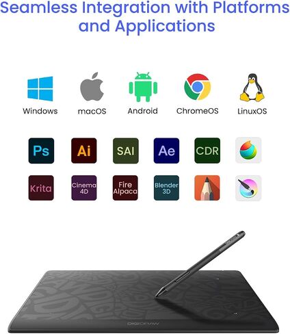 DIGIDRAW T610 Drawing Tablet Paper Like Graphics Drawing Tablet with 16384 Stylus Battery Free Pen,Tablet 10"x6" for Mac, Windows and Chromebook in Saudi Arabia