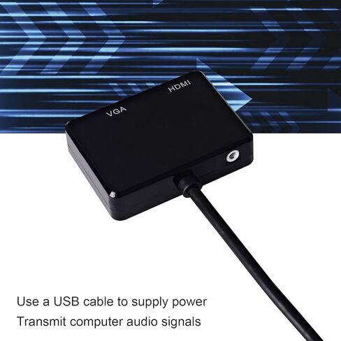محول Yosoo Health Gear VGA إلى HDMI VGA، محول مقسم VGA إلى HDMI 1 في 2 محول واجهة الوسائط المتعددة كابل مقسم عالي الوضوح للكمبيوتر الشخصي HDTV جهاز عرض الكمبيوتر (أسود) in Kuwait