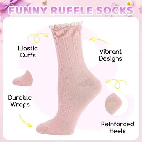 sockfun Ruffle Frilly Socks for Women Girls, Fruit Lettuce Socks 3-5 Pairs in Kuwait