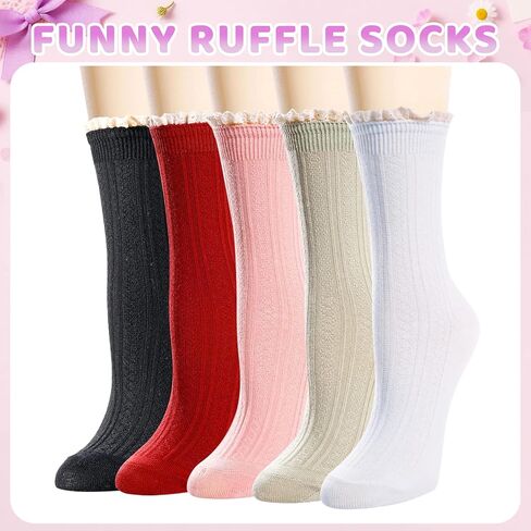 sockfun Ruffle Frilly Socks for Women Girls, Fruit Lettuce Socks 3-5 Pairs in Kuwait