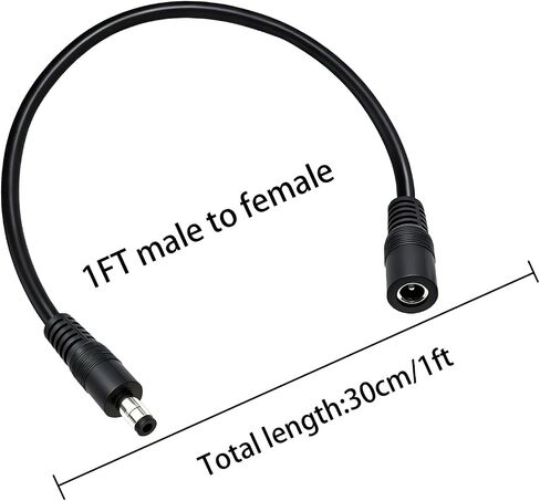 3 قطع 3.3 قدم تيار مستمر 5.5 مم × 2.1 مم كابل تمديد طاقة ذكر إلى أنثى، سلك طاقة 14AWG 12V 24V DC لكاميرا CCTV، وشاشة الطاقة الشمسية، والألواح الشمسية in Kuwait