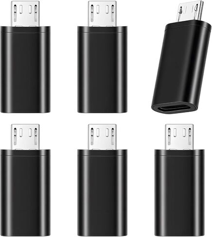6 قطع من محول Micro USB إلى USB-C، كابل أنثى من النوع C أسود إلى محول صغير USB ذكر، يدعم فقط الشحن ونقل البيانات، مثالي للهواتف المحمولة وأجهزة الكمبيوتر والأجهزة الأخرى in Kuwait