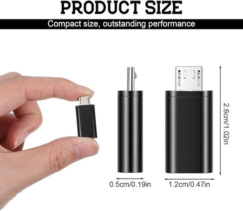 6 قطع من محول Micro USB إلى USB-C، كابل أنثى من النوع C أسود إلى محول صغير USB ذكر، يدعم فقط الشحن ونقل البيانات، مثالي للهواتف المحمولة وأجهزة الكمبيوتر والأجهزة الأخرى in Kuwait