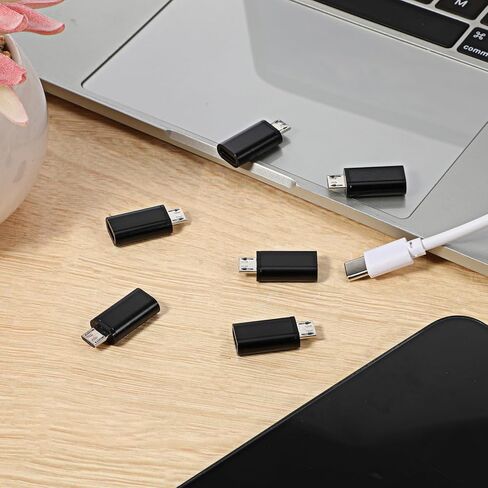 6 قطع من محول Micro USB إلى USB-C، كابل أنثى من النوع C أسود إلى محول صغير USB ذكر، يدعم فقط الشحن ونقل البيانات، مثالي للهواتف المحمولة وأجهزة الكمبيوتر والأجهزة الأخرى in Kuwait