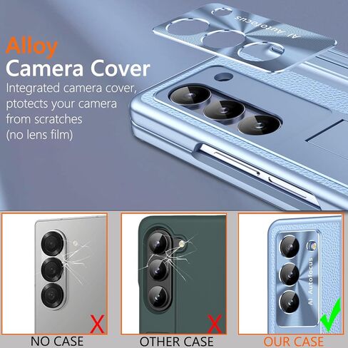 for Samsung Galaxy Z Fold 6 Case with S Pen Holder & Stylus, Fold 6 PU Leather Phone Case with Built in Privacy Screen Protector Full Body Slim Kickstand Leather Cover for Z Fold 6 Gold+Black in Saudi Arabia