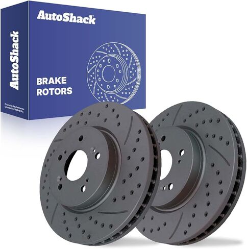 Autoshack Black Hat محفورة ودوارات فرامل متدنية في فرامل فرامل بديلة أدوات بديلة للفرامل الأمامية لعام 2007-2016 Honda CR-V 2010-2011 Accord Crosstour 2012-2015 Crosstour 2007-2012 Acura RDX 4WD AWD FWD PR41457LR in Kuwait