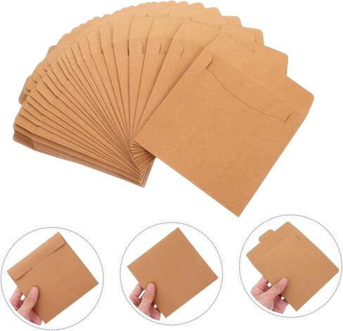 50pcs Brown Kraft Paper CD Bags Square Card Envelopes CD/DVD Sleeves for Storage and Packaging in Saudi Arabia
