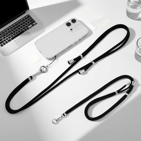4 مجموعات من حزام الهاتف الخلوي، حزام هاتف مضاد للسرقة قابل للتعديل، حزام رقبة للهاتف الخلوي العالمي لمفاتيح حامل الهوية، ضروري للسفر للنساء (اللون: أسود) in Kuwait