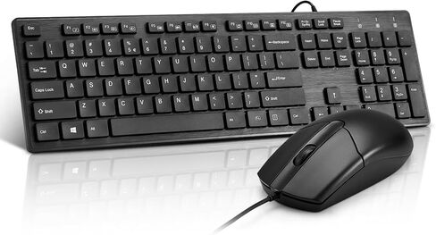 Wired Keyboard and Mouse Combo, Full-Sized Ergonomic Computer Keyboard and Optical Wired Mouse for Windows, Mac OS Desktop/Laptop/PC-Black in Saudi Arabia