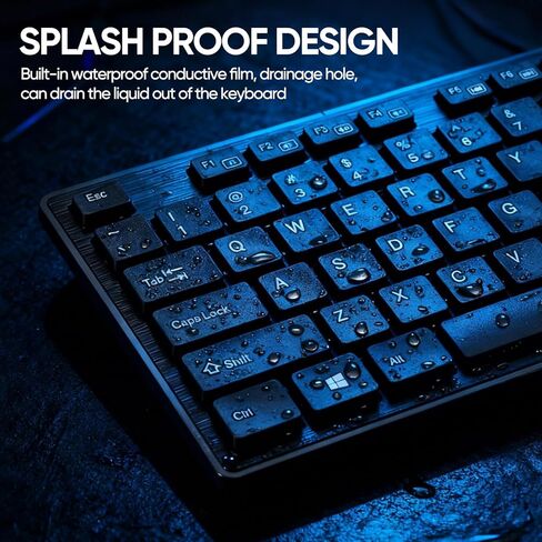 Wired Keyboard and Mouse Combo, Full-Sized Ergonomic Computer Keyboard and Optical Wired Mouse for Windows, Mac OS Desktop/Laptop/PC-Black in Saudi Arabia