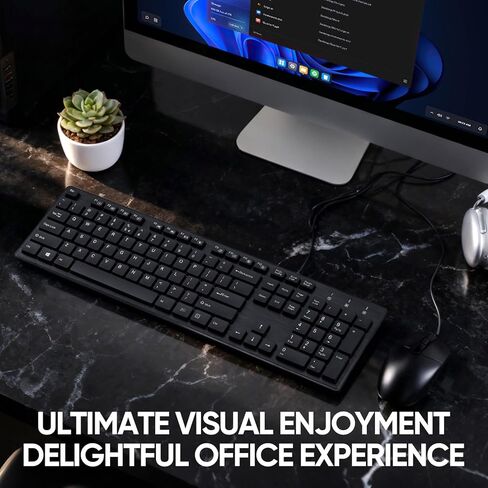 Wired Keyboard and Mouse Combo, Full-Sized Ergonomic Computer Keyboard and Optical Wired Mouse for Windows, Mac OS Desktop/Laptop/PC-Black in Saudi Arabia