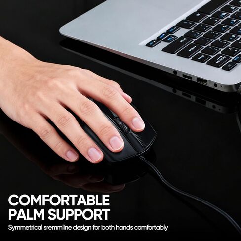 Wired Keyboard and Mouse Combo, Full-Sized Ergonomic Computer Keyboard and Optical Wired Mouse for Windows, Mac OS Desktop/Laptop/PC-Black in Saudi Arabia