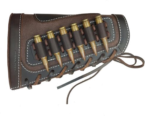 Leather Rifle Buttstock Pouch Ammo Holder and Rifle Sling Shell Holder Cartridge for .308 .30-06, .45-70, 44Mag Henry 7MM in Saudi Arabia