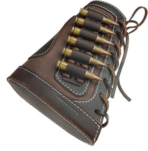 Leather Rifle Buttstock Pouch Ammo Holder and Rifle Sling Shell Holder Cartridge for .308 .30-06, .45-70, 44Mag Henry 7MM in Saudi Arabia