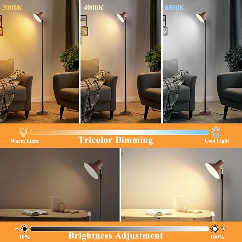 Modern LED Floor Lamp with Adjustable Height 45-145cm, 3000K-6500K Tricolor Dimming, 150° Rotating Head, 10-100% Brightness Control, Table Lamp 2-in-1 Design (Black) in Saudi Arabia