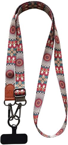 Red Phone Lanyard × Adjustable Neck Strap × Clamping Plate Universal Cell Phone Multifuctional Patch Lanyards Compatible with Most Smartphones in Saudi Arabia
