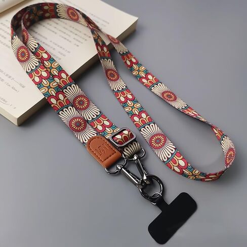 Red Phone Lanyard × Adjustable Neck Strap × Clamping Plate Universal Cell Phone Multifuctional Patch Lanyards Compatible with Most Smartphones in Saudi Arabia