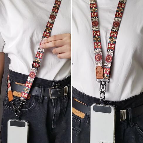 Red Phone Lanyard × Adjustable Neck Strap × Clamping Plate Universal Cell Phone Multifuctional Patch Lanyards Compatible with Most Smartphones in Saudi Arabia