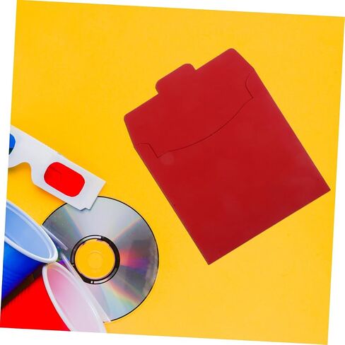 Cabilock 10 قطع من الورق الأحمر على شكل أقراص مضغوطة وأظرف DVD لتخزين الأقراص المضغوطة وحاملات أقراص خفيفة الوزن ومحمولة لتغليف كرافت الواقي لحفلات الزفاف والمناسبات in Saudi Arabia