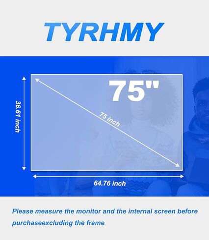 Anti Glare Film for 75 Inch TV Screen Protector Out Blue Light, Matte Finish for Reducing Glare, Controlling Reflections, and Enhancing TV Viewing Comfort,Anti Scratch, No Bubbles (75" 1645) in Saudi Arabia