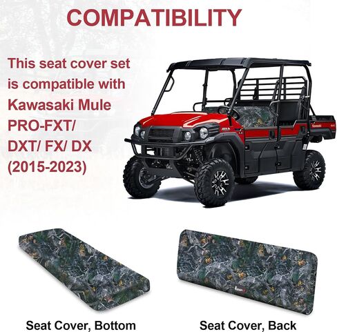 أغطية مقاعد StarknightMT UTV Mule Pro، أغطية مقاعد مموهة مقاومة للماء متوافقة مع أغطية مقاعد Kawasaki Mule PRO-FXT FX DXT DX 2015-2023 Mule PRO FXT 1680D in Kuwait