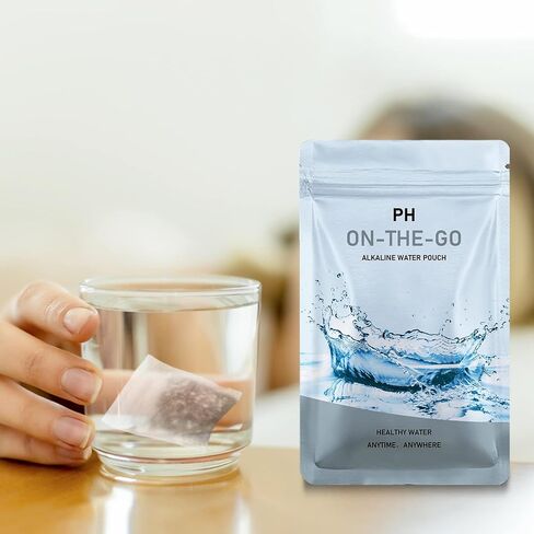 Alkaline Water Filter Pouch, 2 Pack, Portable, White, 20 oz, Increases pH, Removes Toxins, Reduces ORP, Softens Water, Enhances Taste and Smell, Made in USA in Saudi Arabia