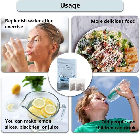 Alkaline Water Filter Pouch, 2 Pack, Portable, White, 20 oz, Increases pH, Removes Toxins, Reduces ORP, Softens Water, Enhances Taste and Smell, Made in USA in Saudi Arabia