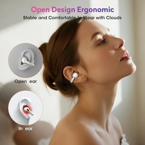 OHAYO Clip-On Earbuds - Open Ear Headphones: 6.5H Playtime, 4.7g Ultra-Light - 2025 Wireless Bluetooth 5.4, 12mm Dual Drivers, IPX6 Sweatproof in Saudi Arabia