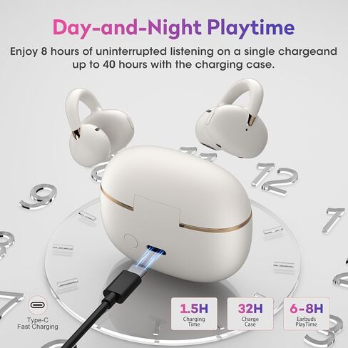 OHAYO Clip-On Earbuds - Open Ear Headphones: 6.5H Playtime, 4.7g Ultra-Light - 2025 Wireless Bluetooth 5.4, 12mm Dual Drivers, IPX6 Sweatproof in Saudi Arabia