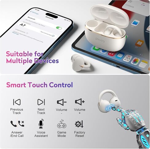 OHAYO Clip-On Earbuds - Open Ear Headphones: 6.5H Playtime, 4.7g Ultra-Light - 2025 Wireless Bluetooth 5.4, 12mm Dual Drivers, IPX6 Sweatproof in Saudi Arabia