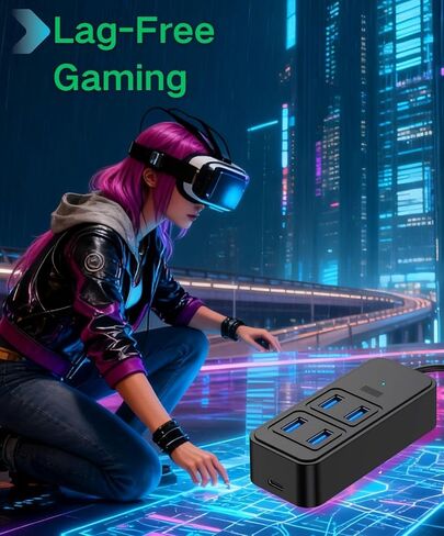محور USB مطور بـ 4 منافذ متوافق مع Vive Tracker USB Dongles Vive Tracker 3.0 2.0 VR Console Dongles، كابل بطول 5 أقدام للوصول الممتد، 4X USB 3.0 + 1x USB-C إلى DC 5W منفذ طاقة، 5 في 1 in Saudi Arabia