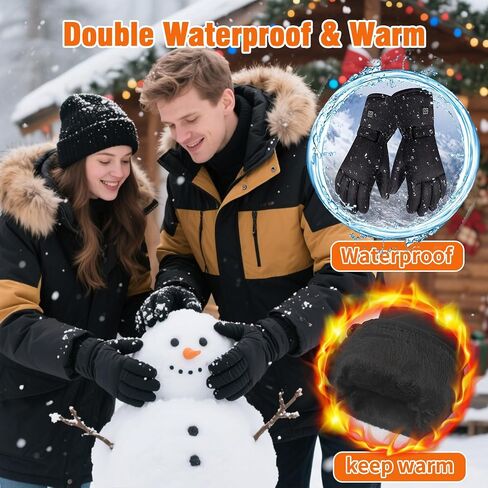 Rechargeable Heated Gloves for Men & Women, 3 Heating Levels Waterproof Windproof Touchscreen Hand Warming, Heating Gloves for Skiing Hunting Cycling Motorcycle Winter Outdoor Works, Black L/XL in Saudi Arabia