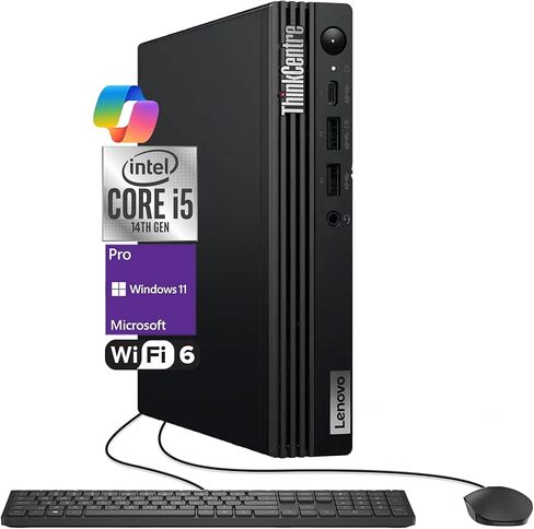 لينوفو ثينك سنتر تايني M70q G5 انتل i5-14400T (Beats i7-13700T)، ذاكرة وصول عشوائي DDR5 سعة 16 جيجا، 512 جيجا SSD PCIe، واي فاي 6 + BT، RJ-45، منفذ DP، HDMI، Windows 11 Pro، سطح مكتب صغير للأعمال، 3 سنوات Wty - أسود in Saudi Arabia