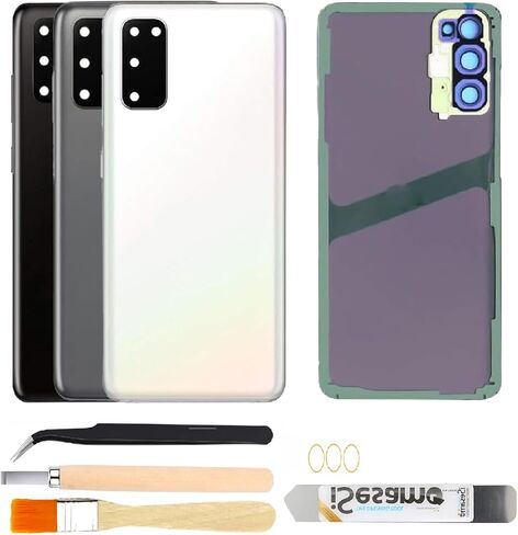بديل الزجاج الخلفي الخلفي لهاتف Samsung Galaxy S20 مع عدسة زجاجية للكاميرا ومجموعة أدوات الإصلاح (أبيض سحابي) in Kuwait