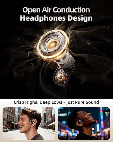 Open Ear Bluetooth Headphones 5.4, Wireless Earbuds with Ergonomic Ear Hook, 90H Battery Life, IPX7Waterproof, Smart Digital Display, Touch Control - for Running, Cycling, Workout in Saudi Arabia