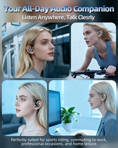 Open Ear Bluetooth Headphones 5.4, Wireless Earbuds with Ergonomic Ear Hook, 90H Battery Life, IPX7Waterproof, Smart Digital Display, Touch Control - for Running, Cycling, Workout in Saudi Arabia