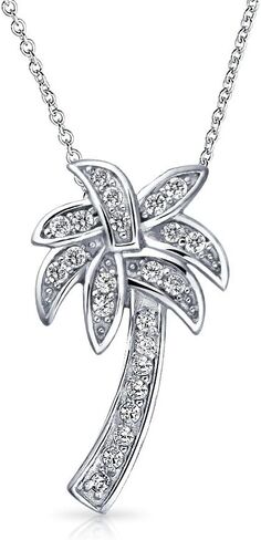 Bling Jewelry Hawaiian Nautical Opal Cubic Zirconia CZ Tropical Beach Vacation Palm Tree Earrings Necklace Pendant Anklet For Women Yellow 14K Gold Plated .925 Sterling Silver in Saudi Arabia