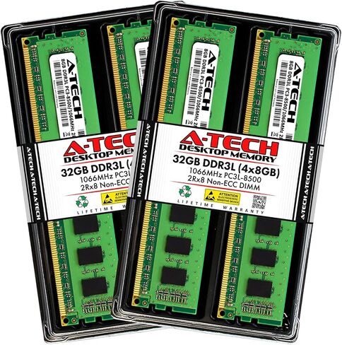 A-Tech 8GB DDR3 / DDR3L 1066MHz Desktop Memory Module (1 x 8GB) PC3-8500 Non-ECC Unbuffered DIMM 240-Pin 2Rx8 1.35V Low Voltage Dual Rank Computer RAM Upgrade Stick in Saudi Arabia