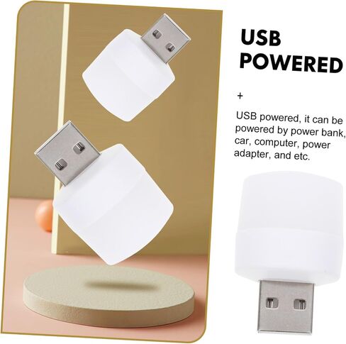 مصابيح Tofficu 10 قطع صغيرة تعمل بالطاقة USB للسيارة والكمبيوتر المحمول وأضواء ليلية محمولة مع سطوع عالٍ واستهلاك منخفض للطاقة وظل بلوري ناعم للإضاءة المحيطة الدافئة in Saudi Arabia