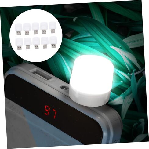 مصابيح Tofficu 10 قطع صغيرة تعمل بالطاقة USB للسيارة والكمبيوتر المحمول وأضواء ليلية محمولة مع سطوع عالٍ واستهلاك منخفض للطاقة وظل بلوري ناعم للإضاءة المحيطة الدافئة in Saudi Arabia