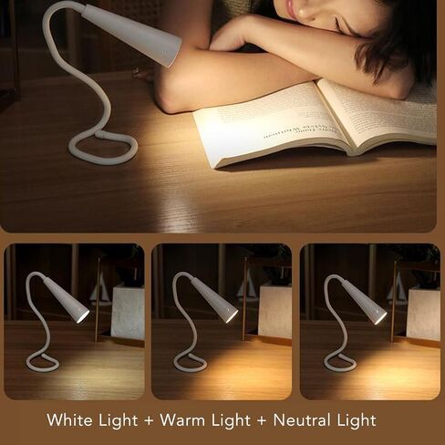 BAFOVY LED ضوء القراءة، 3 درجات حرارة اللون، يعتم ستبليس، ضوء كتاب معقوفة مرنة، مصباح مكتب USB قابل لإعادة الشحن للمنزل، المدرسة، القراءة، الحياكة، التخييم in Saudi Arabia