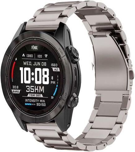 سوار تيتانيوم 18 مم لـ Vivoactive 4S/3S، Venu 2S/3S، حزام معدني سريع الفك 22 مم لـ Fenix ​​8 47 مم/Forerunner 965، شريط 26 مم لـ Fenix ​​8 51 مم/Enduro 3 51 مم/7X Pro Sapphire Solor in Kuwait